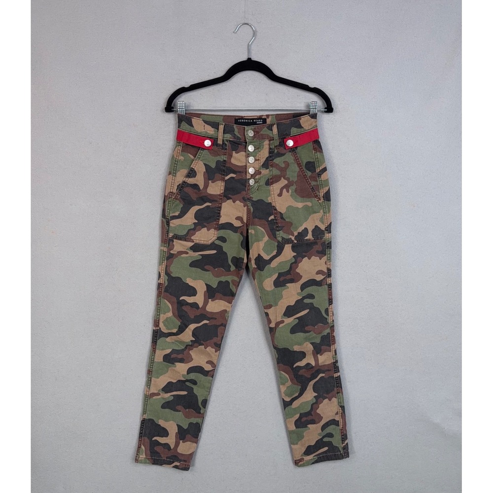 Veronica Beard Pants Women 24 Arya High Rise Camo Utility Military Street Jeans